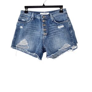 Joe's Jeans High Rise Button Fly Denim Shorts Distressed Women's 26 Indie Sleaze